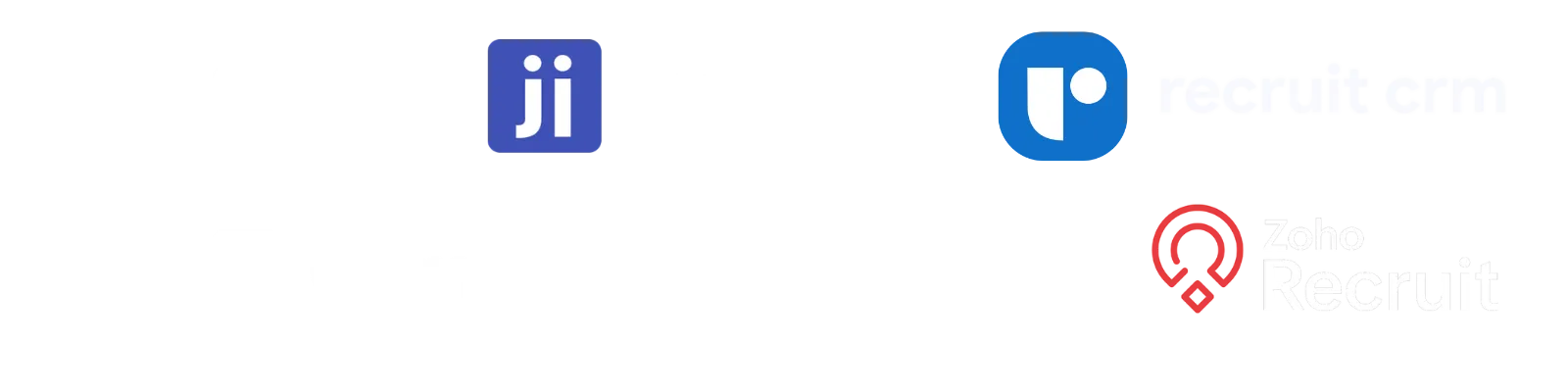 Logos of Bullhorn, Gem, Jarvi, Loxo, RecruitCRM, and Zoho Recruit